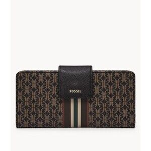 New Fossil Madison Tab Clutch Wallet Black Multi